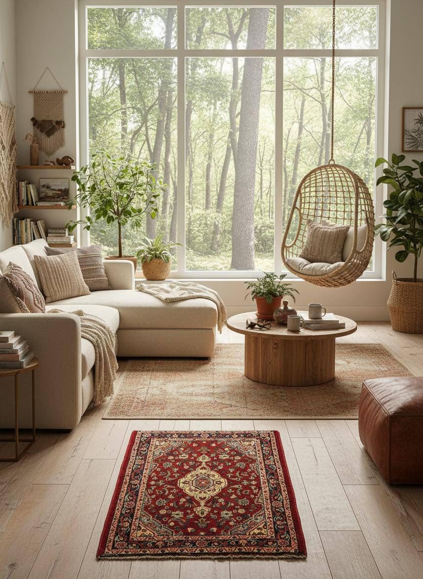 2.4x3.2 ft Vintage Farmhouse Rug: Hand-Knotted Wool Anatolian Accent