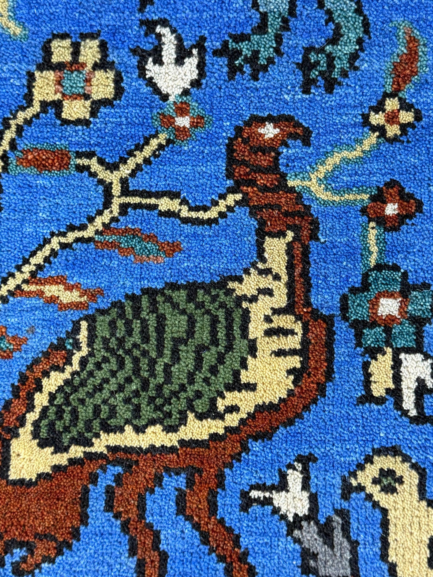 2x3 ft Handmade Oushak Rug: Tree of Life Wool Carpet