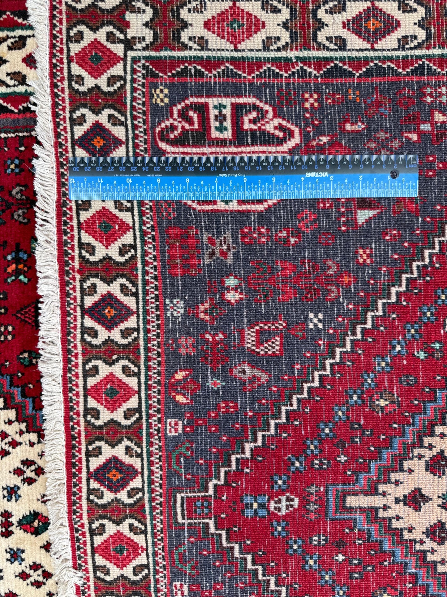 9x3 ft Vintage 1970s Mai Mai Runner Rug: Hand Knotted Wool Tribal Nomadic Desig Carpet