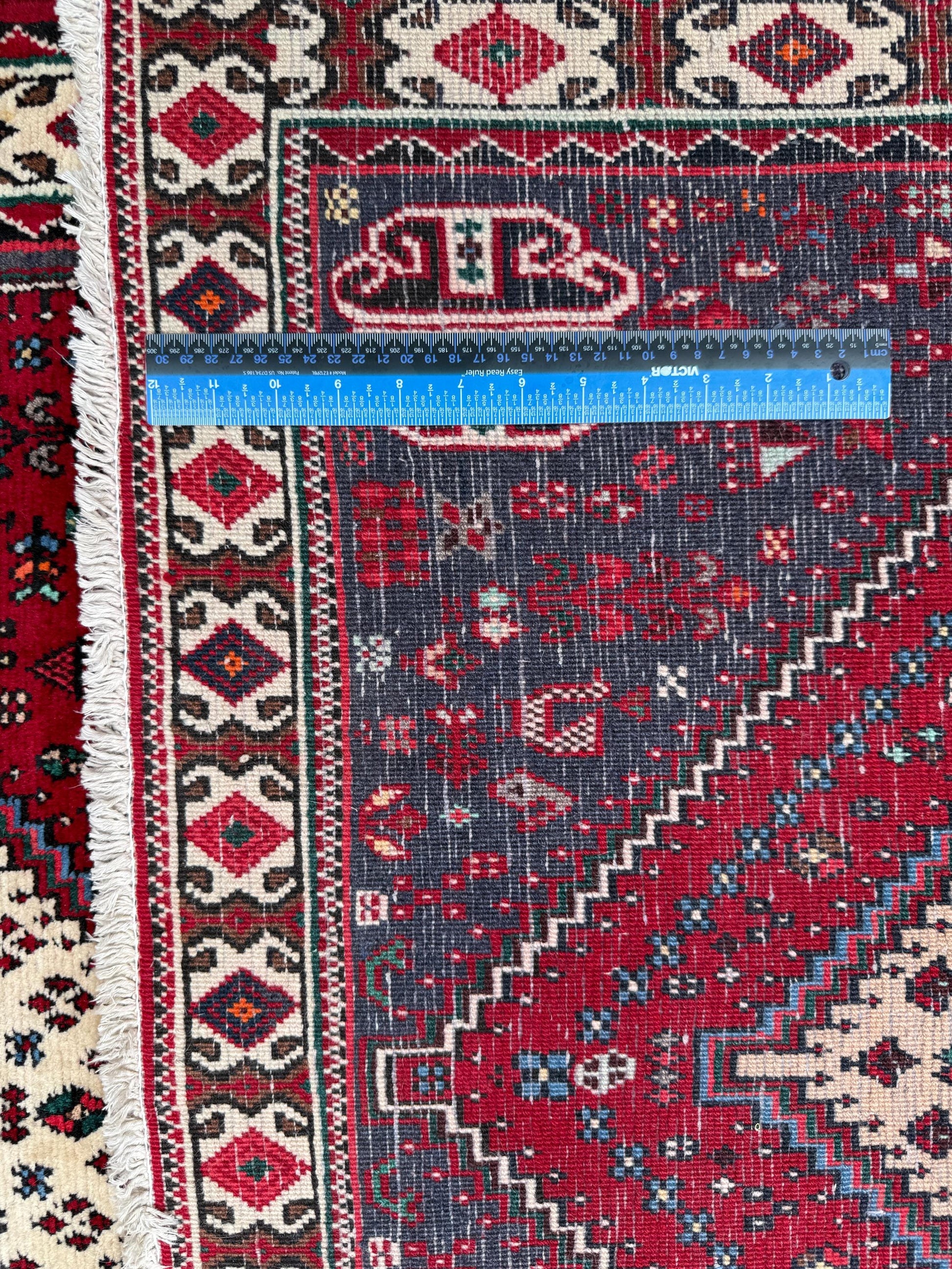 9x3 ft Vintage 1970s Mai Mai Runner Rug: Hand Knotted Wool Tribal Nomadic Desig Carpet