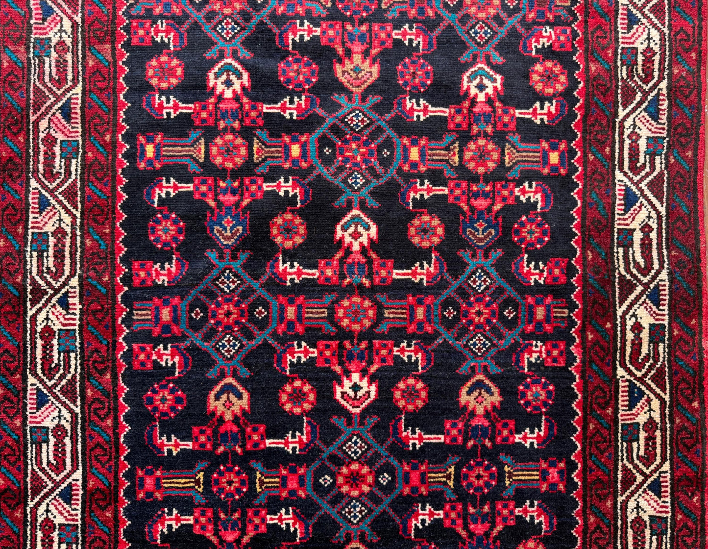 3x10 ft Vintage 1970s Hamidoun Runner Rug: Hand Knotted Wool Tribal Hallway Village Design Carpet