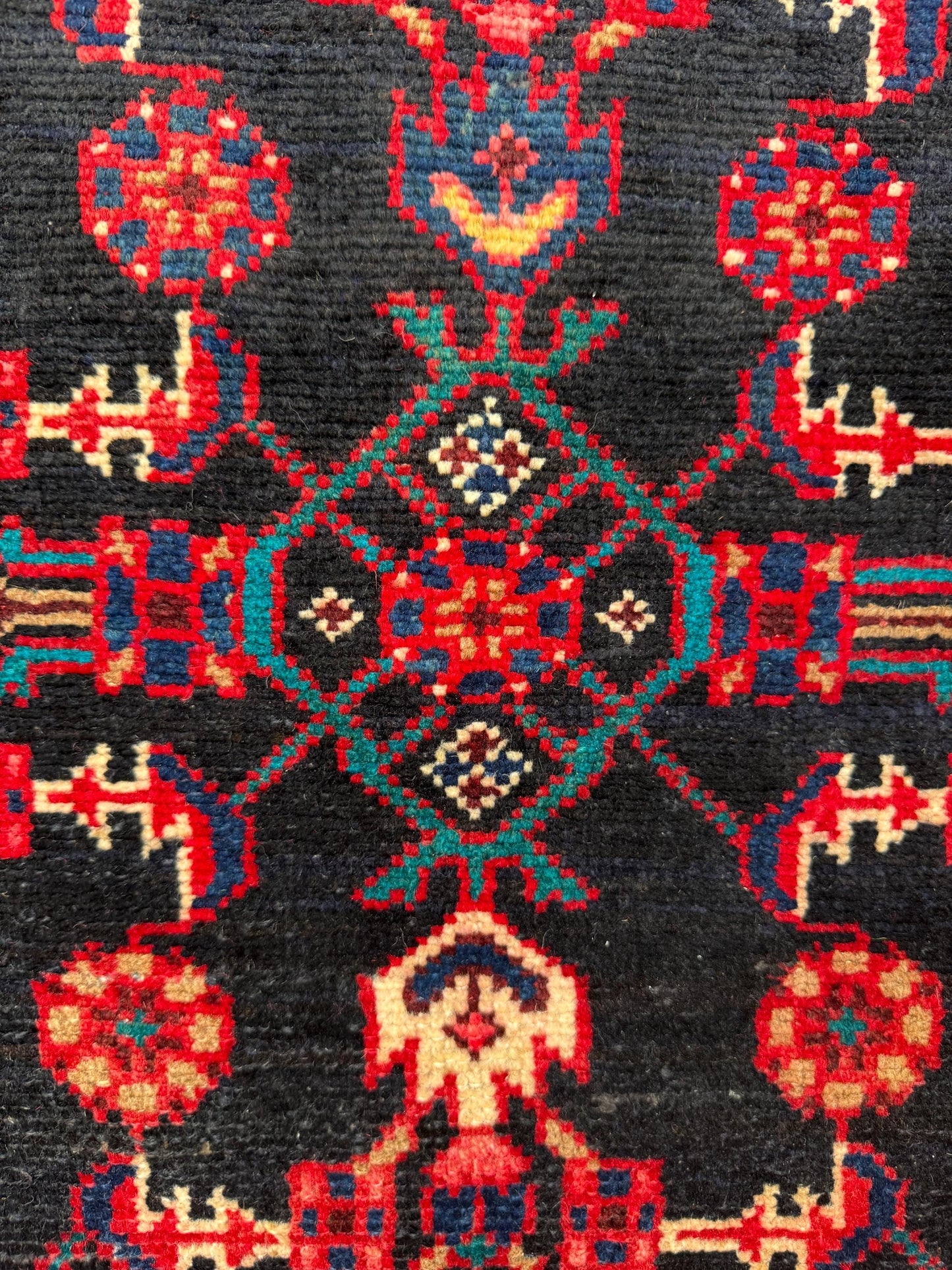 3x10 ft Vintage 1970s Hamidoun Runner Rug: Hand Knotted Wool Tribal Hallway Village Design Carpet