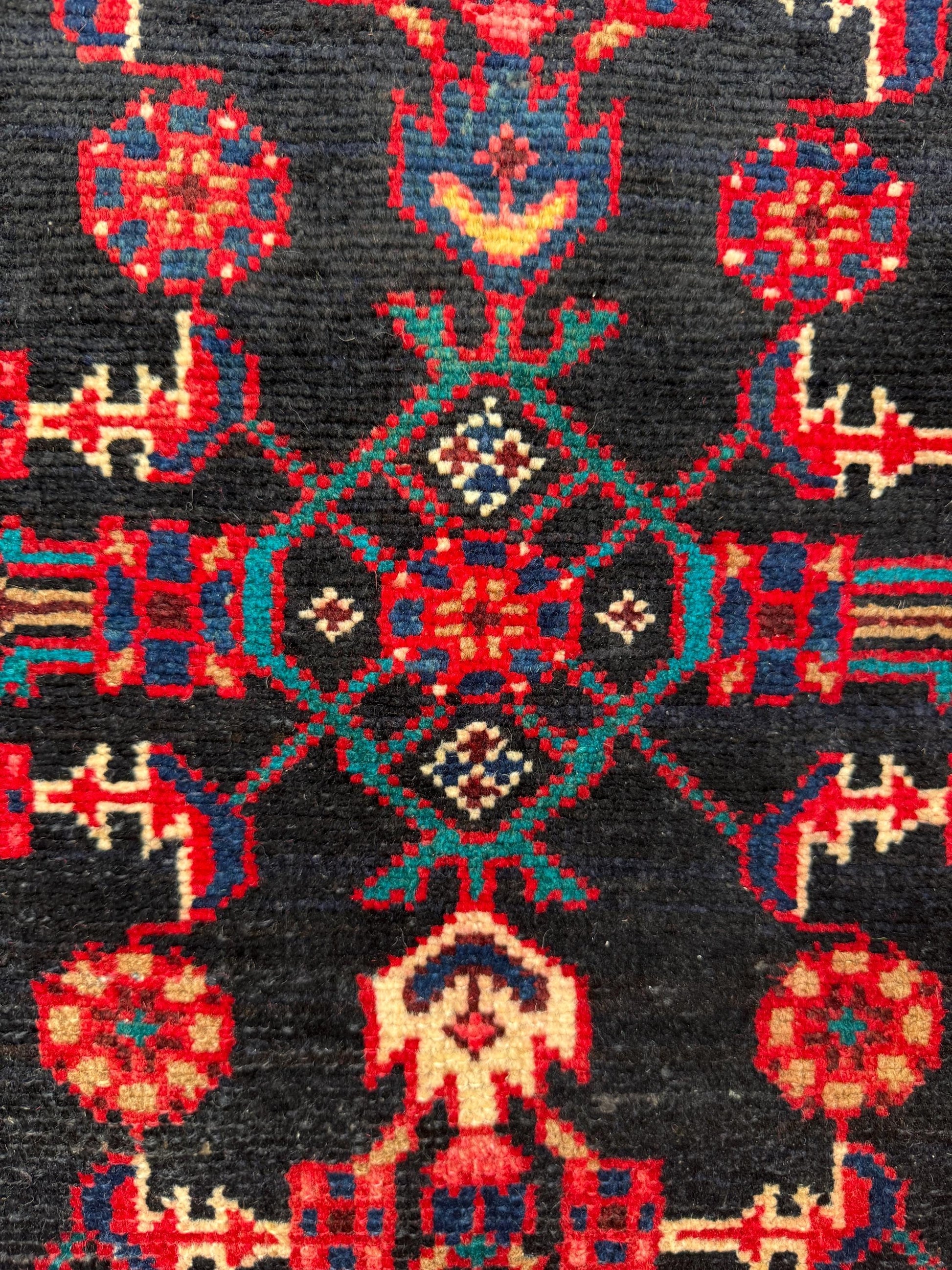 3x10 ft Vintage 1970s Hamidoun Runner Rug: Hand Knotted Wool Tribal Hallway Village Design Carpet