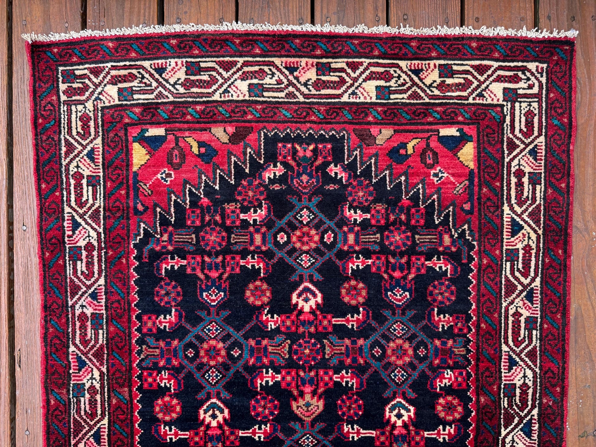 3x10 ft Vintage 1970s Hamidoun Runner Rug: Hand Knotted Wool Tribal Hallway Village Design Carpet