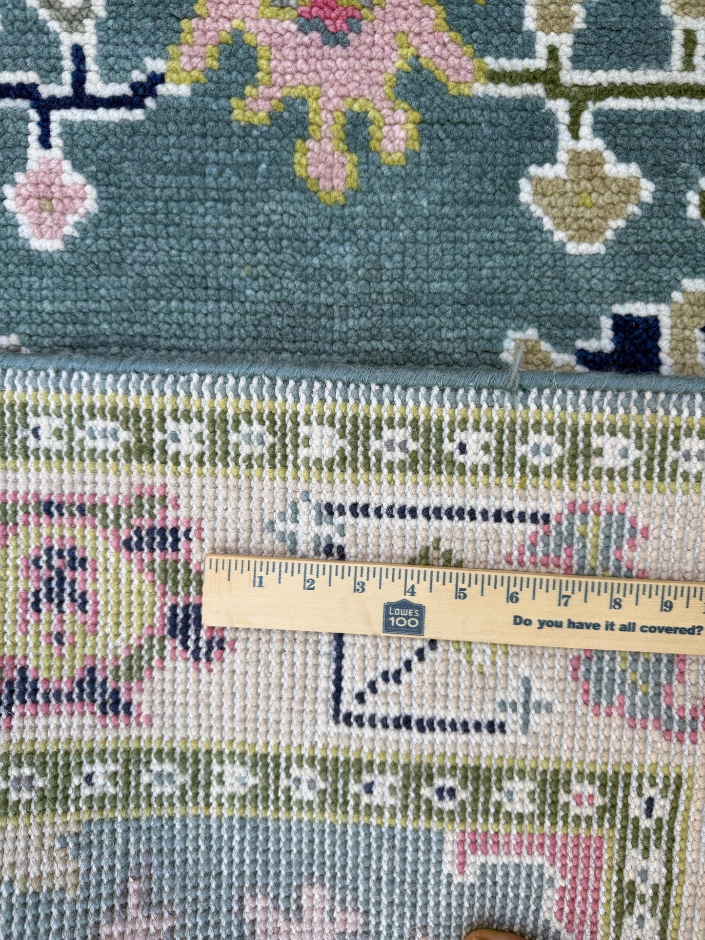 4x6.3 ft Hand-Knotted Wool Oushak Rug: Modern Bohemian Carpet