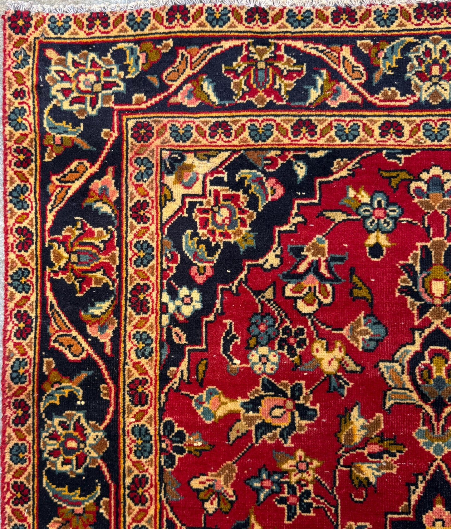 3x4 ft Vintage Wool Rug: 1930s Hand-Knotted Geometric Farmhouse Accent