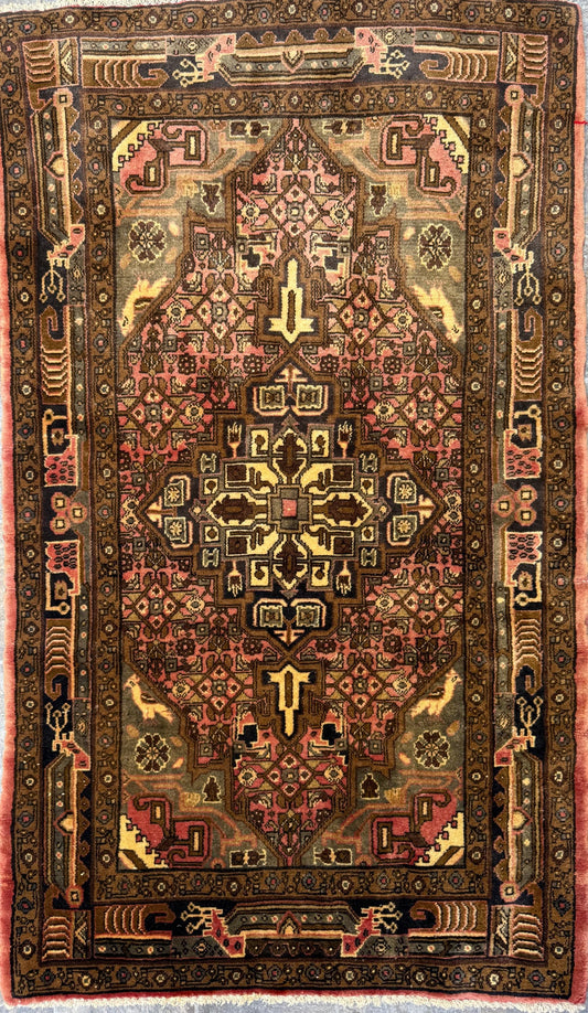 3x5 ft Farmhouse Rug, 1920s Vintage Geometric Wool Carpet, Anatolian Oriental Village Area Rug