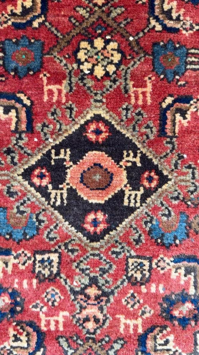 2x3 ft Vintage Village Rug: Hand Knotted Wool Geometric Carpet