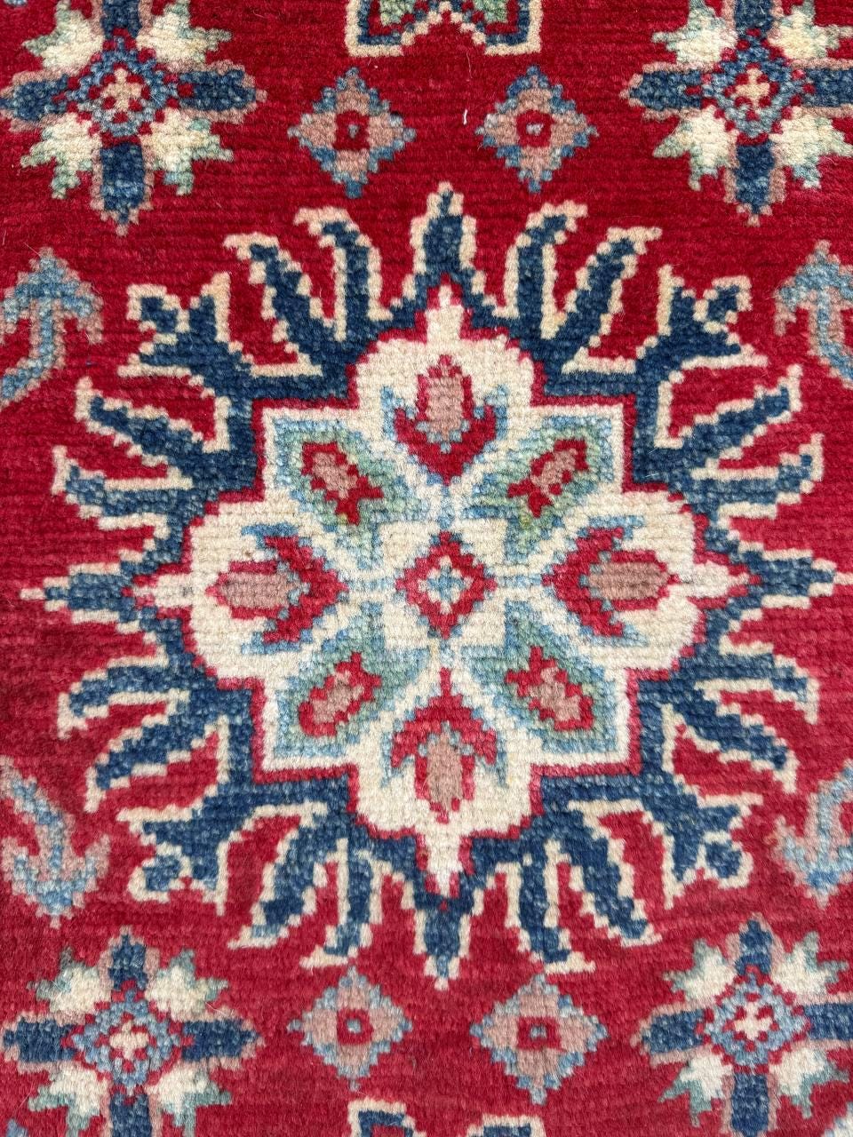 2.3x3.2 ft Hand Knotted Turkish Oushak Rug: Geometric Kazak Wool Rug