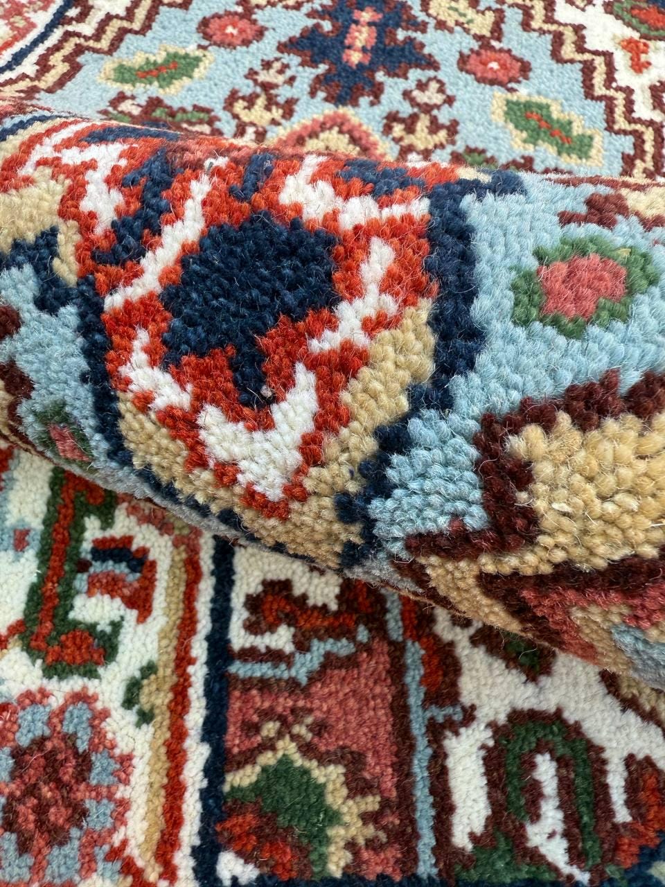 2x4 ft. Hand-Knotted Turkish Serapi Heriz Wool Rug: Vibrant Accent Carpet