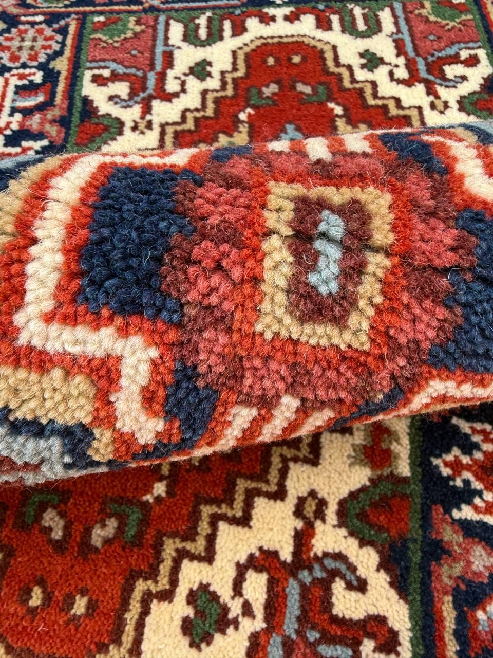 2x4 ft Hand-Knotted Wool Serapi Heriz Rug: Turkish Accent Carpet