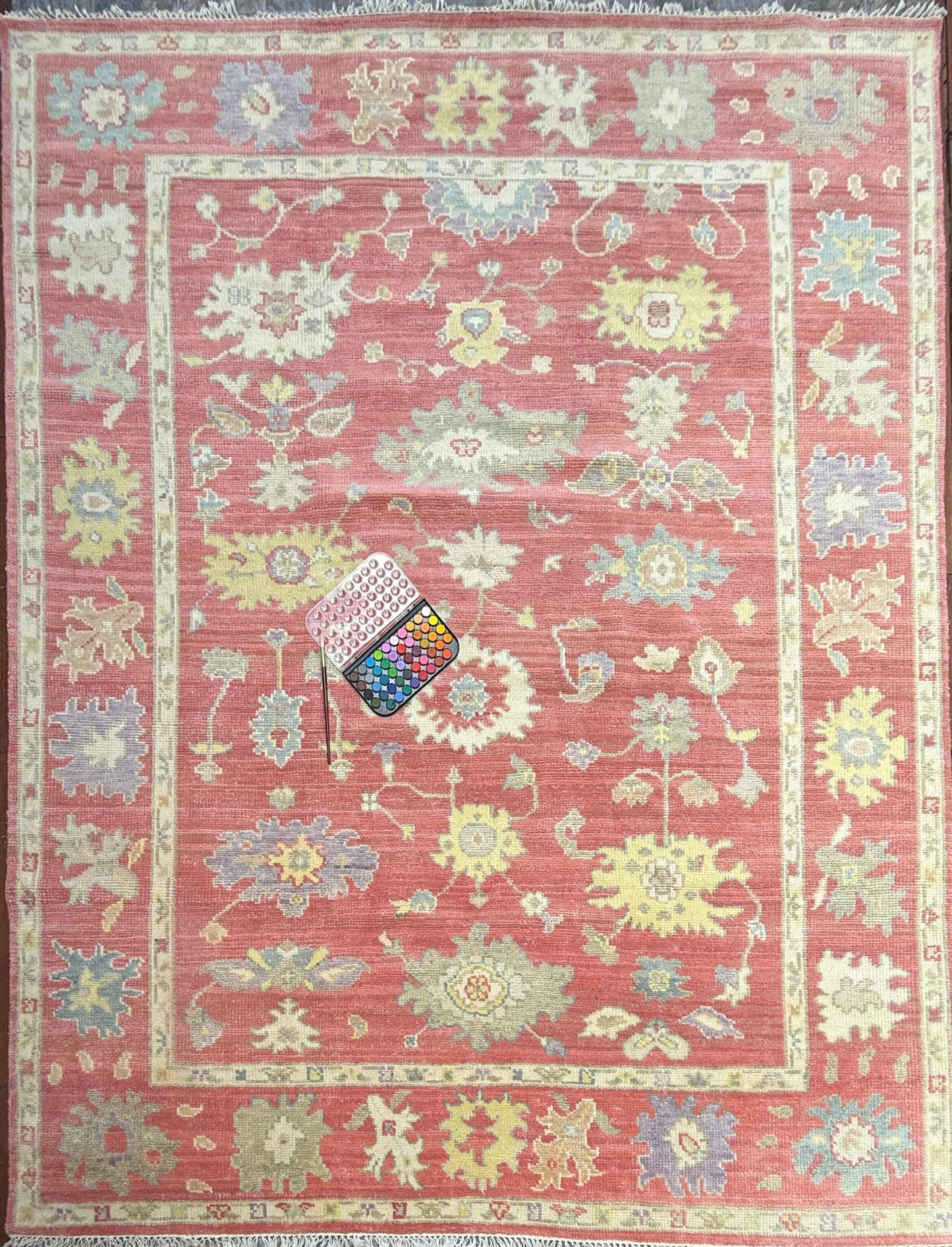 8x10 ft Handmade Turkish Oushak Wool Rug: Modern Bohemian Carpet