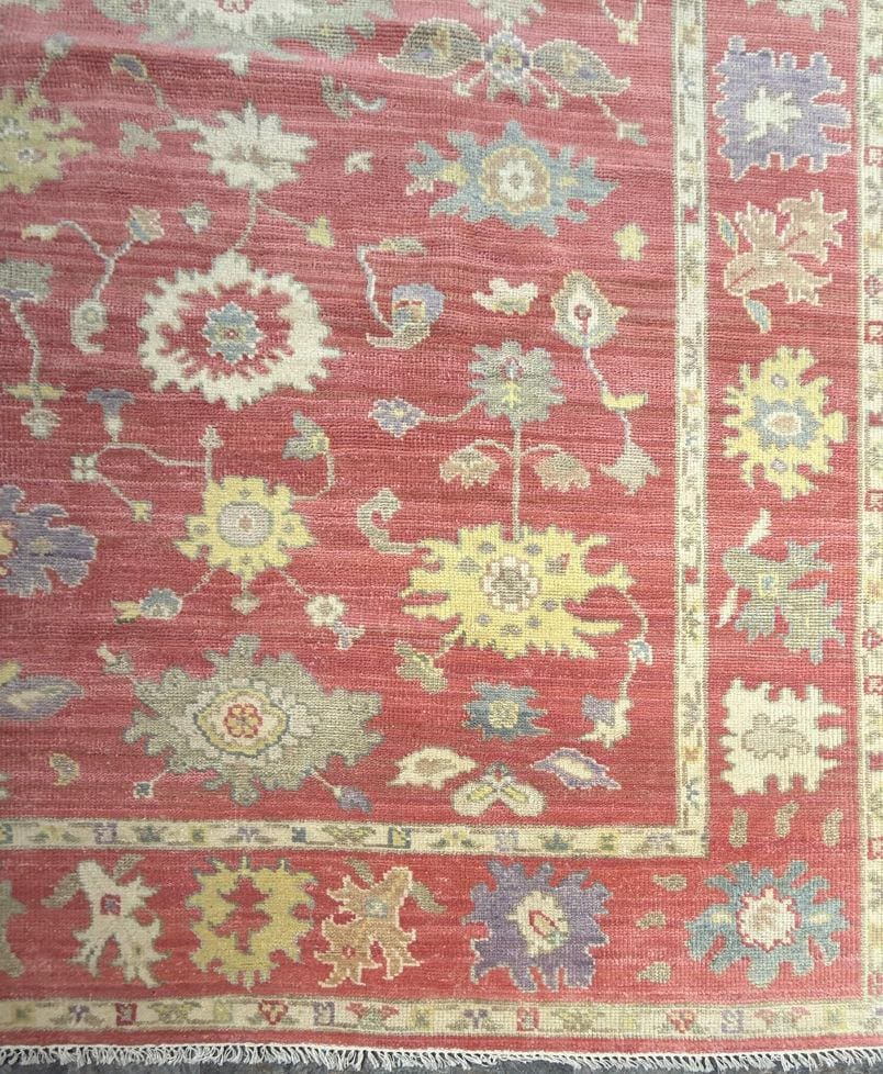 8x10 ft Handmade Turkish Oushak Wool Rug: Modern Bohemian Carpet