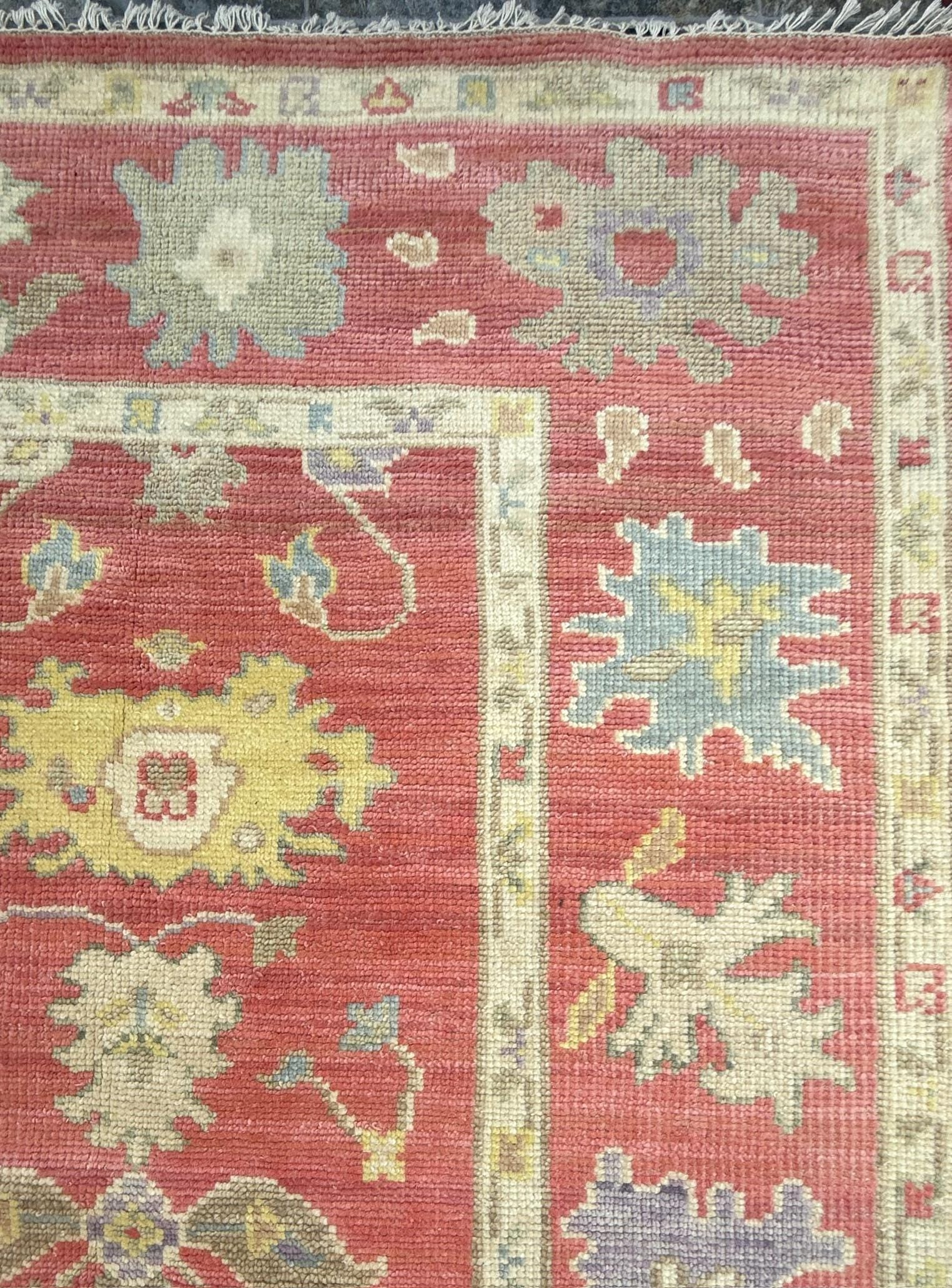 8x10 ft Handmade Turkish Oushak Wool Rug: Modern Bohemian Carpet