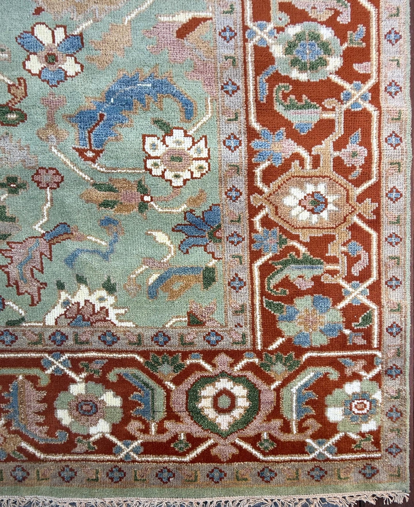 8x10 ft Hand-Knotted Heriz Wool Rug: Modern Geometric Carpet