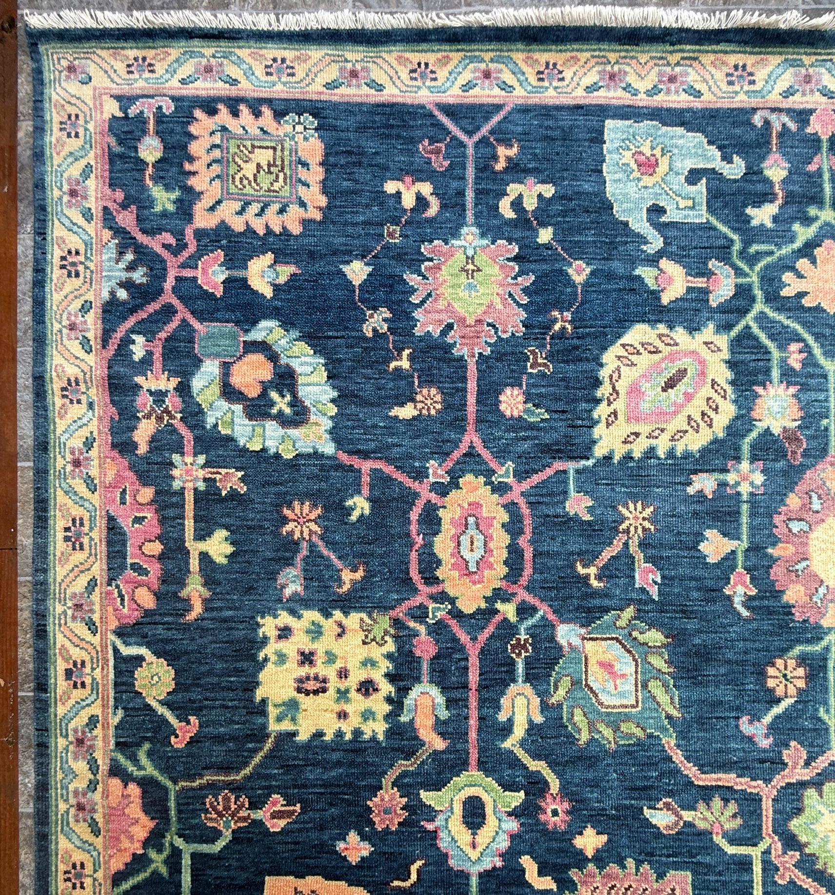 8x10 ft Oushak Rug: Hand-Knotted Wool Modern Boho Carpet