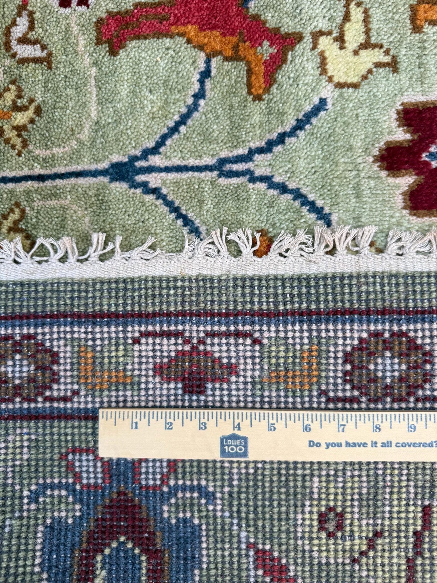 8x10 ft Hand-Knotted Oushak Wool Rug: Tree of Life Bohemian Carpet