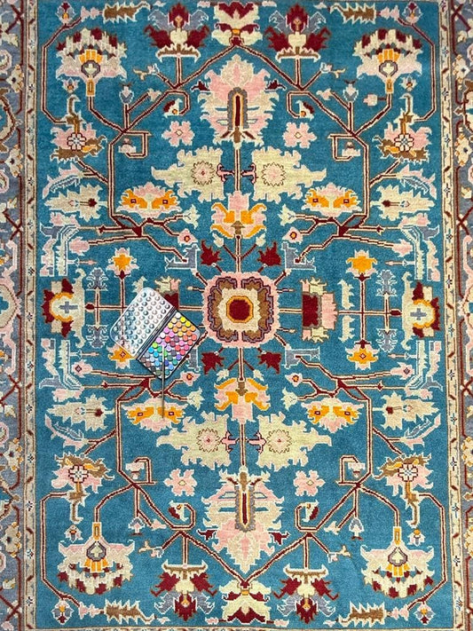 9x12 ft. Heriz Rug: Hand-Knotted Wool Modern Serapi Design Carpet