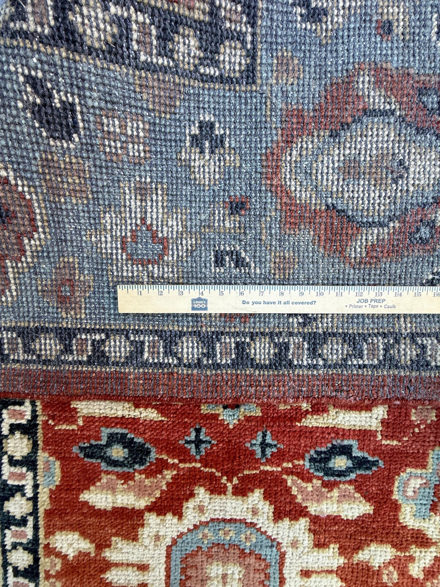 9x12 ft. Turkish Heriz Rug: Hand-Knotted Wool, Red & Blue Oushak Style