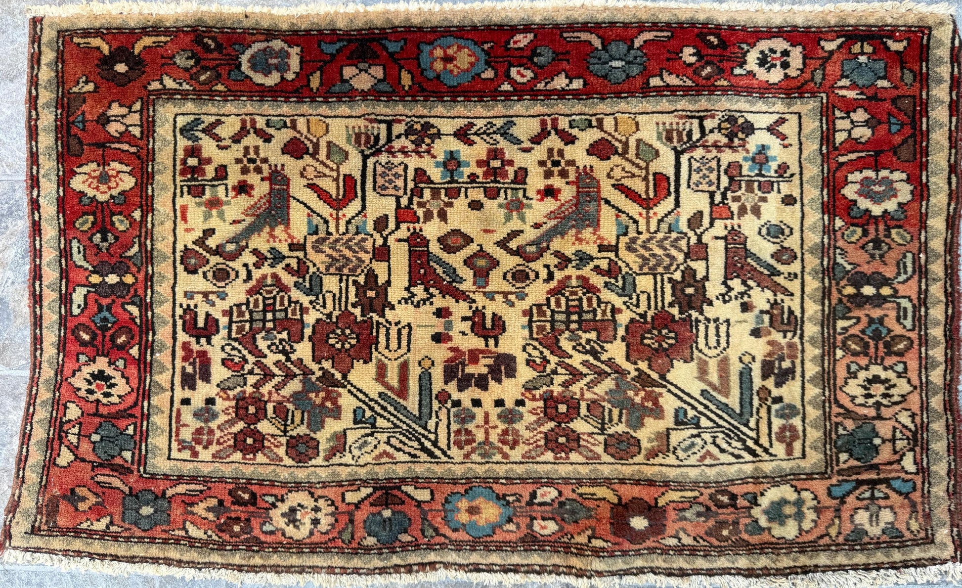 2.2x3.6 ft Vintage Tree of Life Rug: Hand-Knotted Wool Carpet