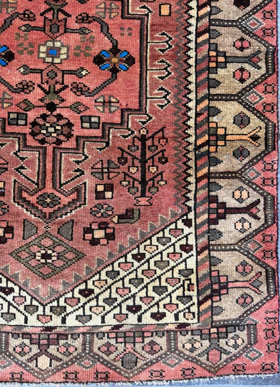 3x4 ft Geometric Village Rug, 1930s Vintage Hand Knotted Wool Carpet, Anatolian Oriental Small Area Rug