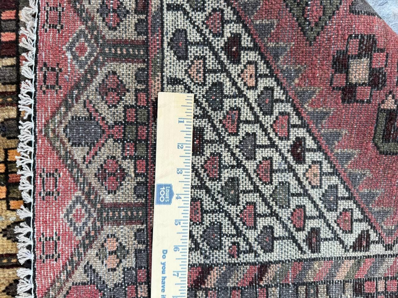 3x4 ft Geometric Village Rug, 1930s Vintage Hand Knotted Wool Carpet, Anatolian Oriental Small Area Rug