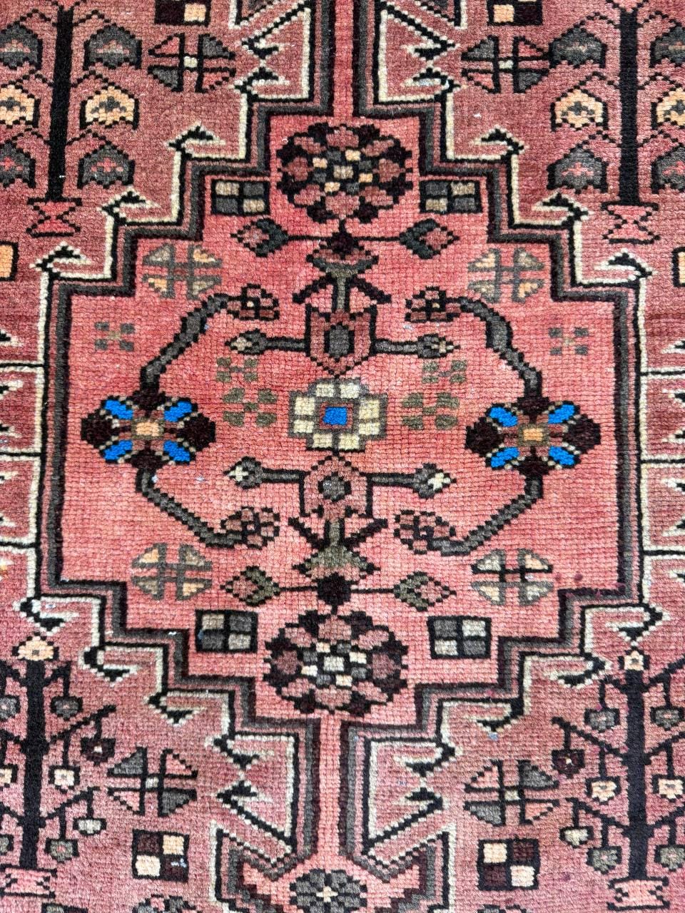 3x4 ft Geometric Village Rug, 1930s Vintage Hand Knotted Wool Carpet, Anatolian Oriental Small Area Rug