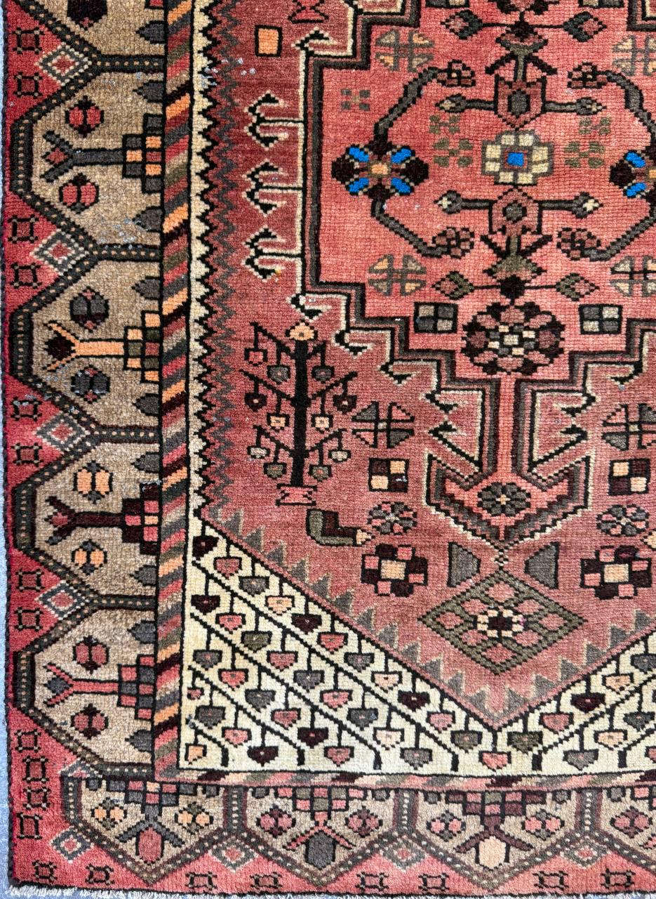 3x4 ft Geometric Village Rug, 1930s Vintage Hand Knotted Wool Carpet, Anatolian Oriental Small Area Rug