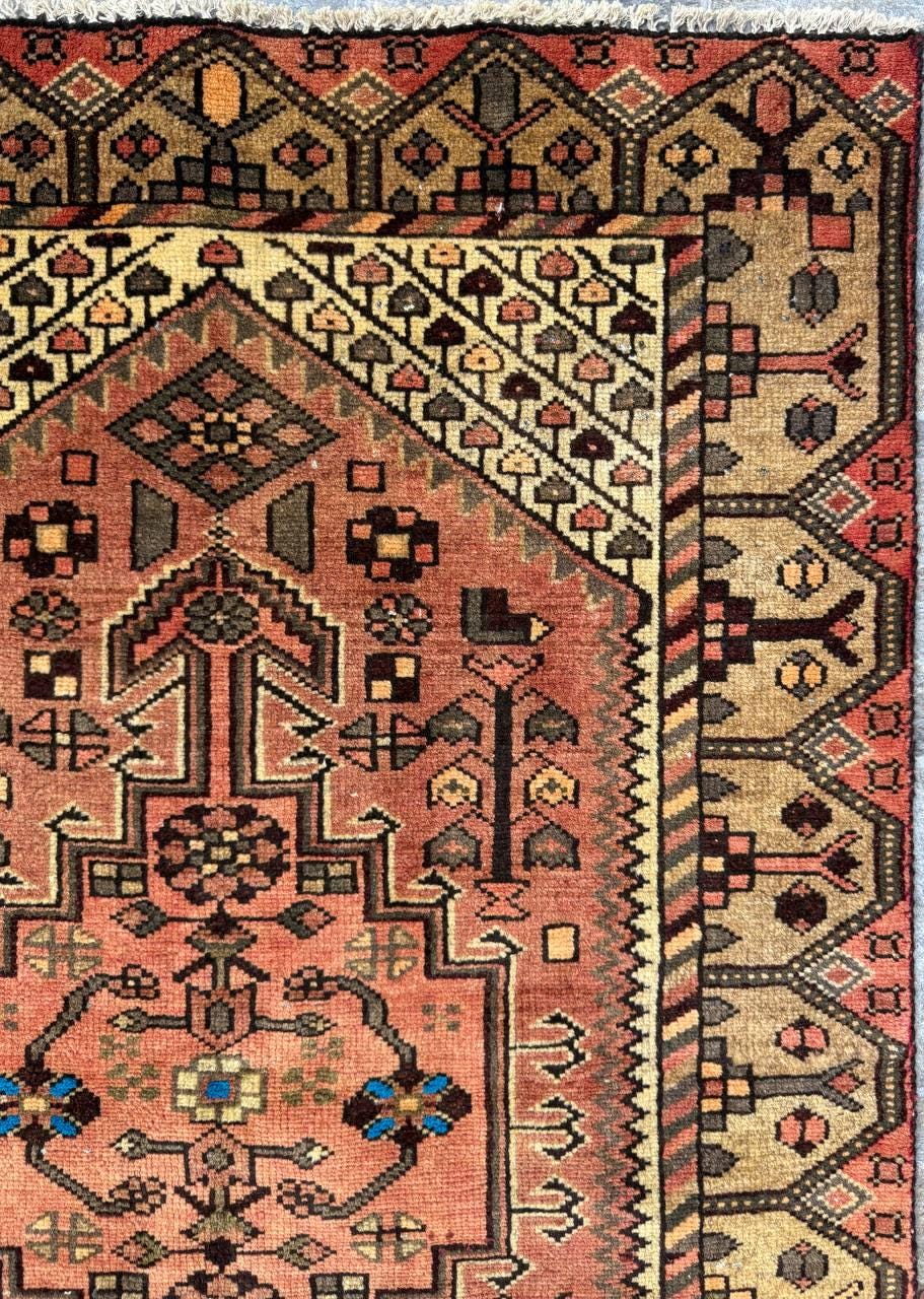 3x4 ft Geometric Village Rug, 1930s Vintage Hand Knotted Wool Carpet, Anatolian Oriental Small Area Rug