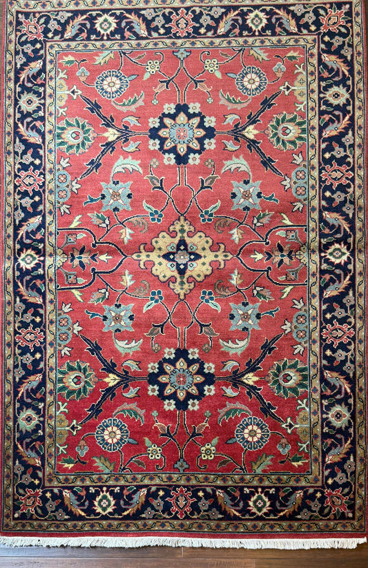 4x6 ft Mint Sarouk Rug: Hand Knotted Wool, Vegetable Dye
