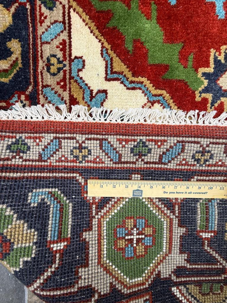 9x12 ft Heriz Rug: Hand-Knotted Wool Carpet, Contemporary Oriental Style