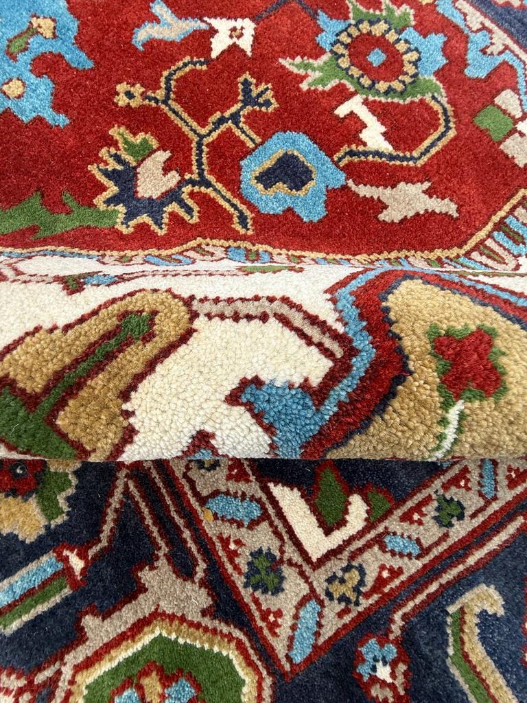 9x12 ft Heriz Rug: Hand-Knotted Wool Carpet, Contemporary Oriental Style