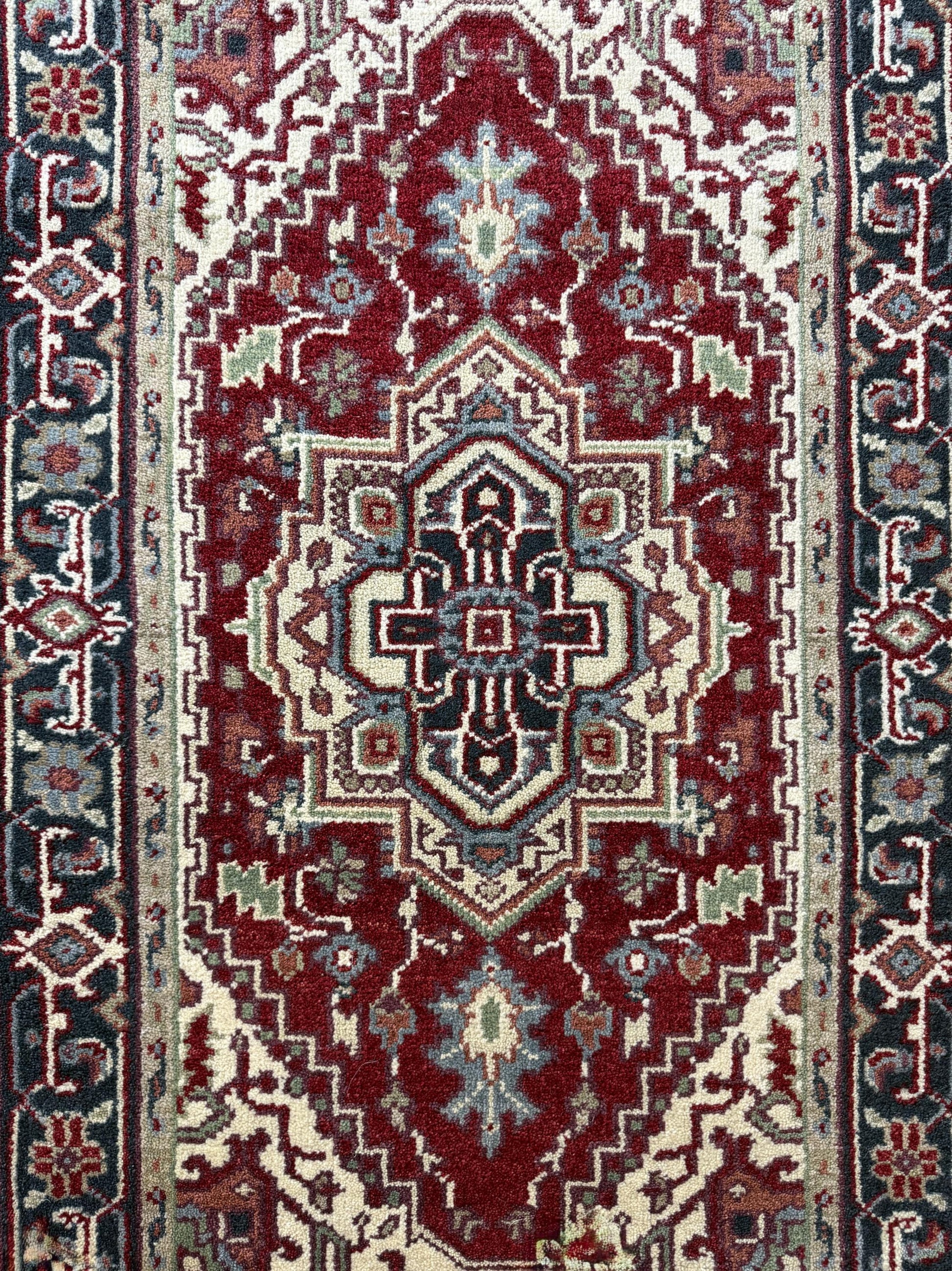 3x5 ft Hand Knotted Heriz Wool Rug: Modern Anatolian Carpet