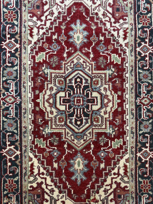 3x5 ft Hand Knotted Heriz Wool Rug: Modern Anatolian Carpet