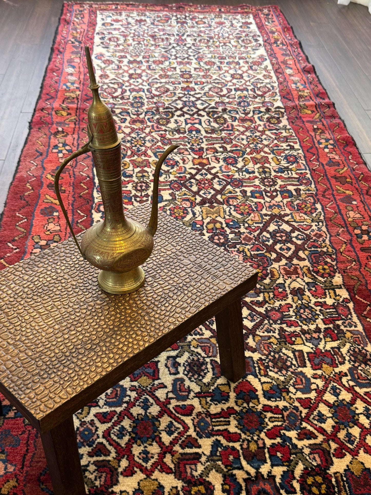 3x9 ft 1950s Vintage Anatolian Wool Runner Rug: Hand Knotted Wool Geometric Tribal Carpet, Village Hallway Rug