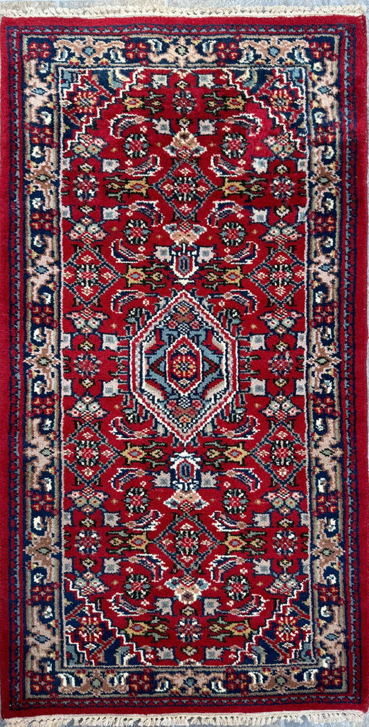 4.9x2.7 ft Vintage Hand Knotted Wool Rug: Bijour Tribal Design