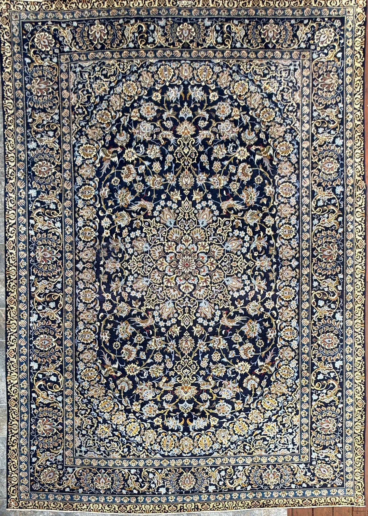 8x12 ft. Signed 1950s Nain Rug: Hand Knotted Wool Bohemian Royal Design