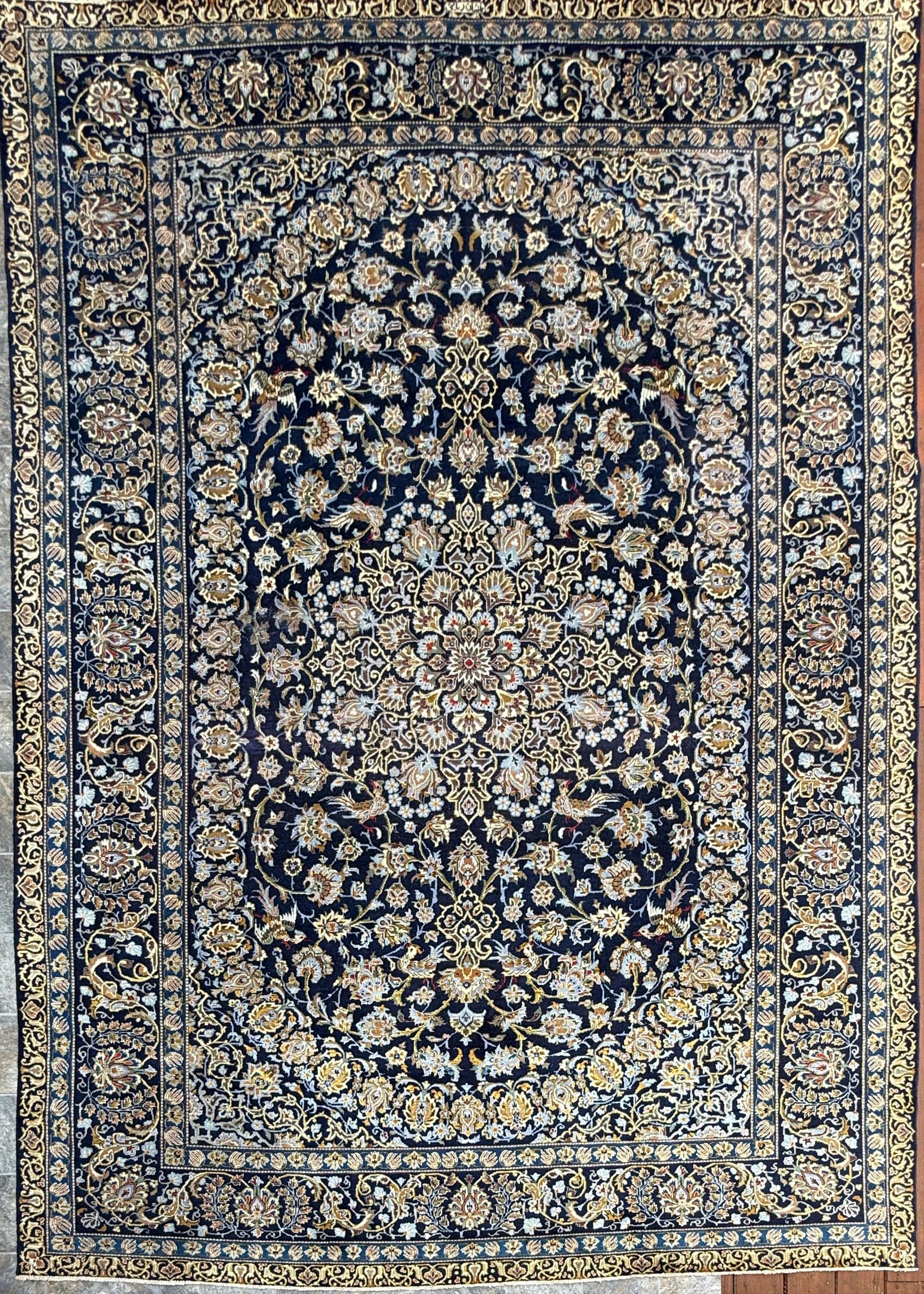 8x12 ft. Signed 1950s Nain Rug: Hand Knotted Wool Bohemian Royal Design