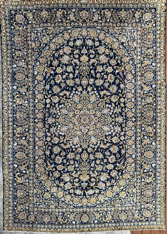 8x12 ft. Signed 1950s Nain Rug: Hand Knotted Wool Bohemian Royal Design