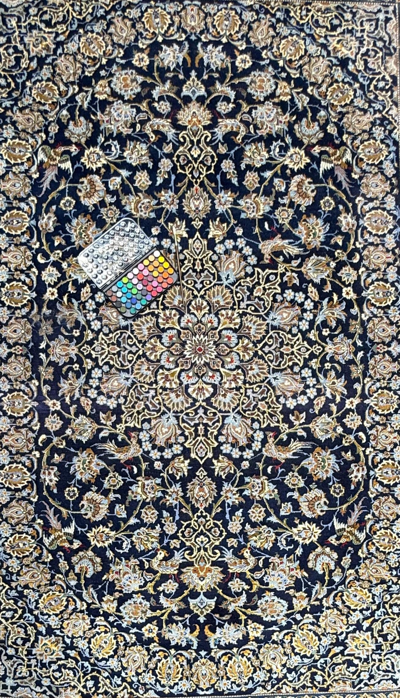 8x12 ft. Signed 1950s Nain Rug: Hand Knotted Wool Bohemian Royal Design