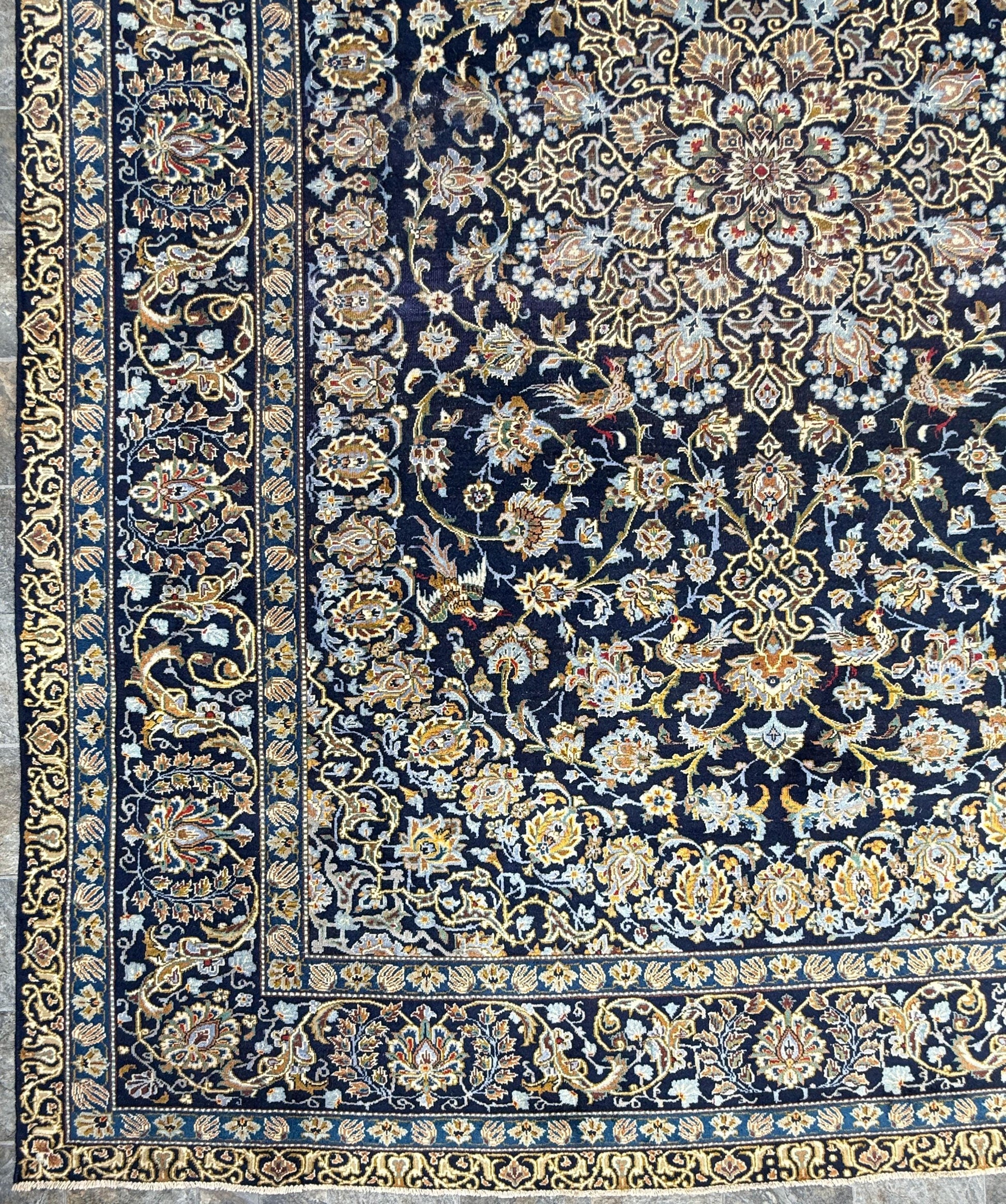 8x12 ft. Signed 1950s Nain Rug: Hand Knotted Wool Bohemian Royal Design