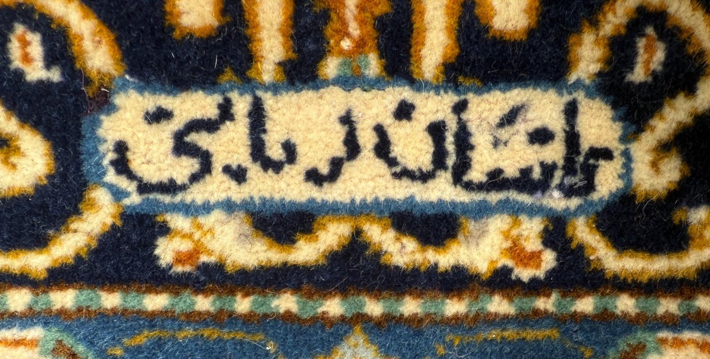 8x12 ft. Signed 1950s Nain Rug: Hand Knotted Wool Bohemian Royal Design