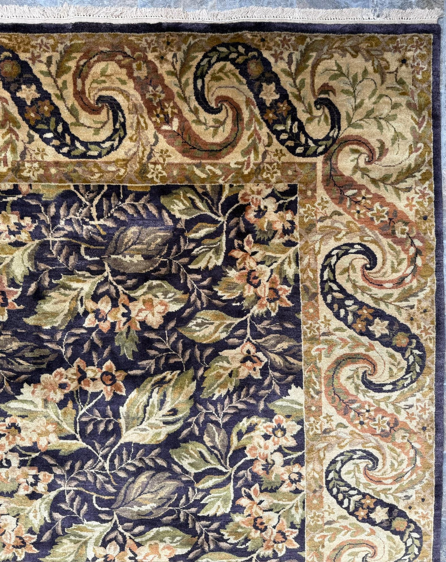 8x10 ft William Morris Hand-Knotted Wool Rug: Art Nouveau Mint Green Carpet