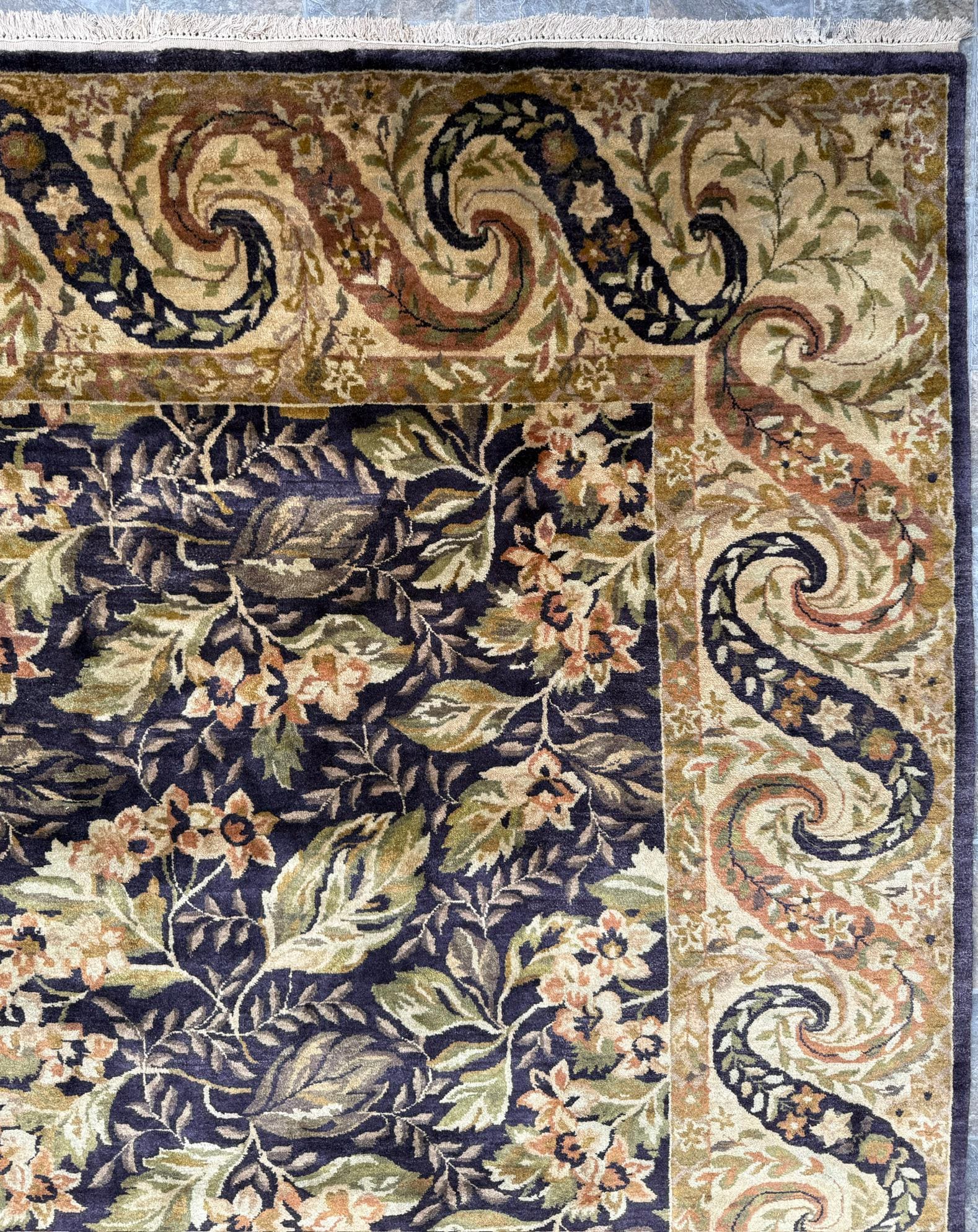 8x10 ft William Morris Hand-Knotted Wool Rug: Art Nouveau Mint Green Carpet
