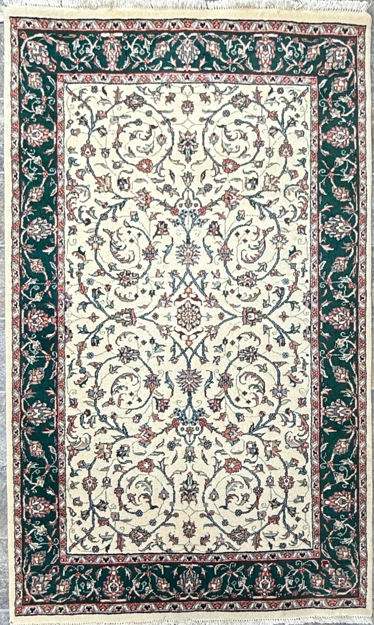 4x7 ft 1960s Vintage Hand-Knotted Wool Tabriz Rug: Oriental Carpet