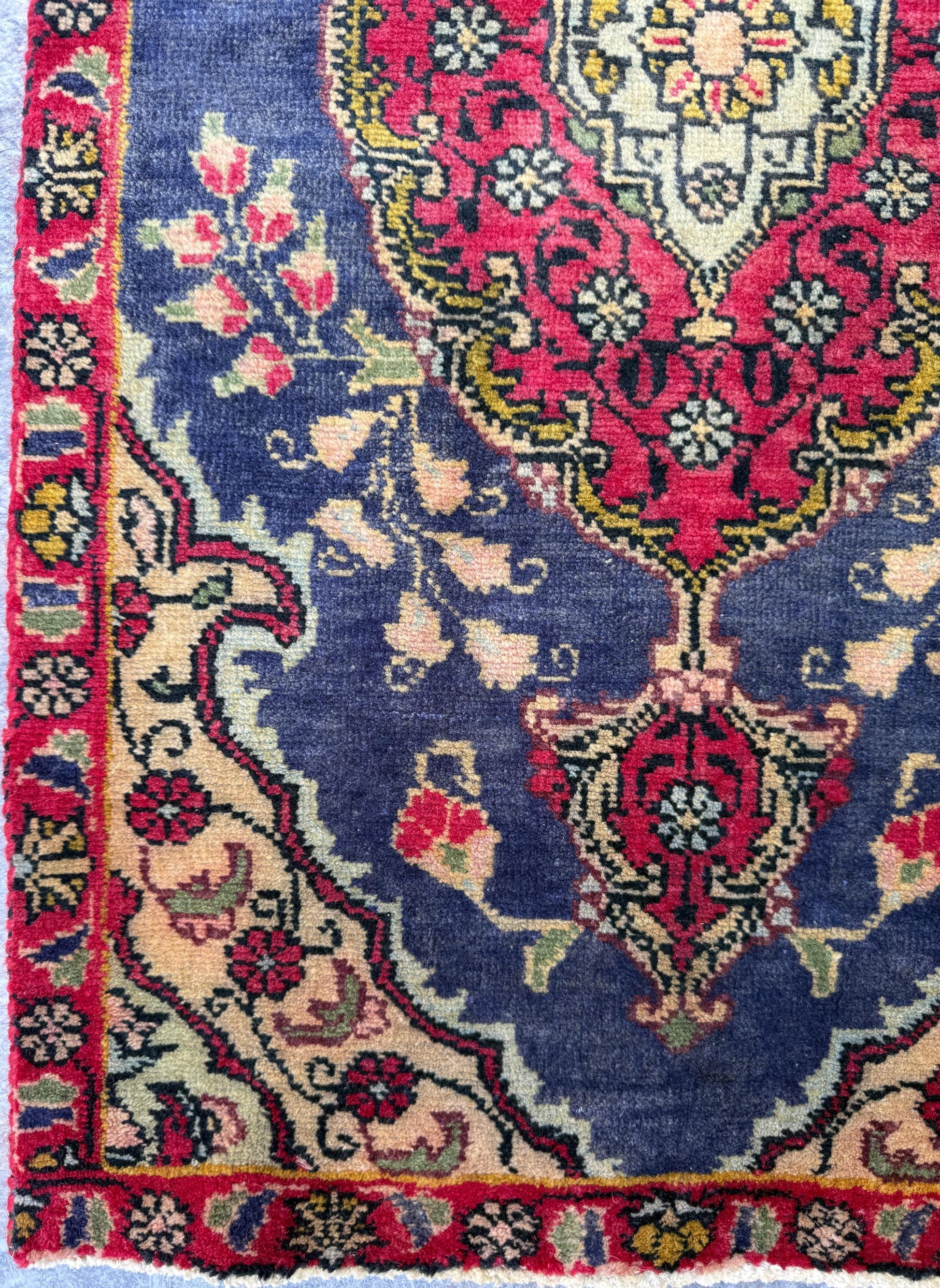 2x3.9 ft Vintage Village Rug: Hand-Knotted Wool Anatolian Carpet