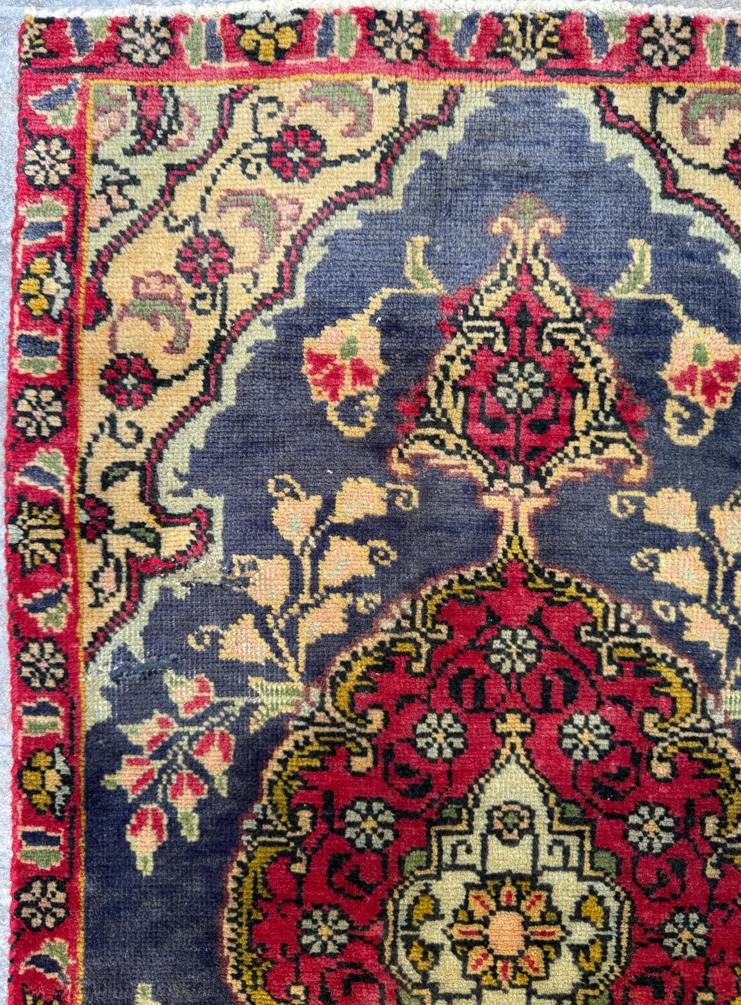 2x3.9 ft Vintage Village Rug: Hand-Knotted Wool Anatolian Carpet