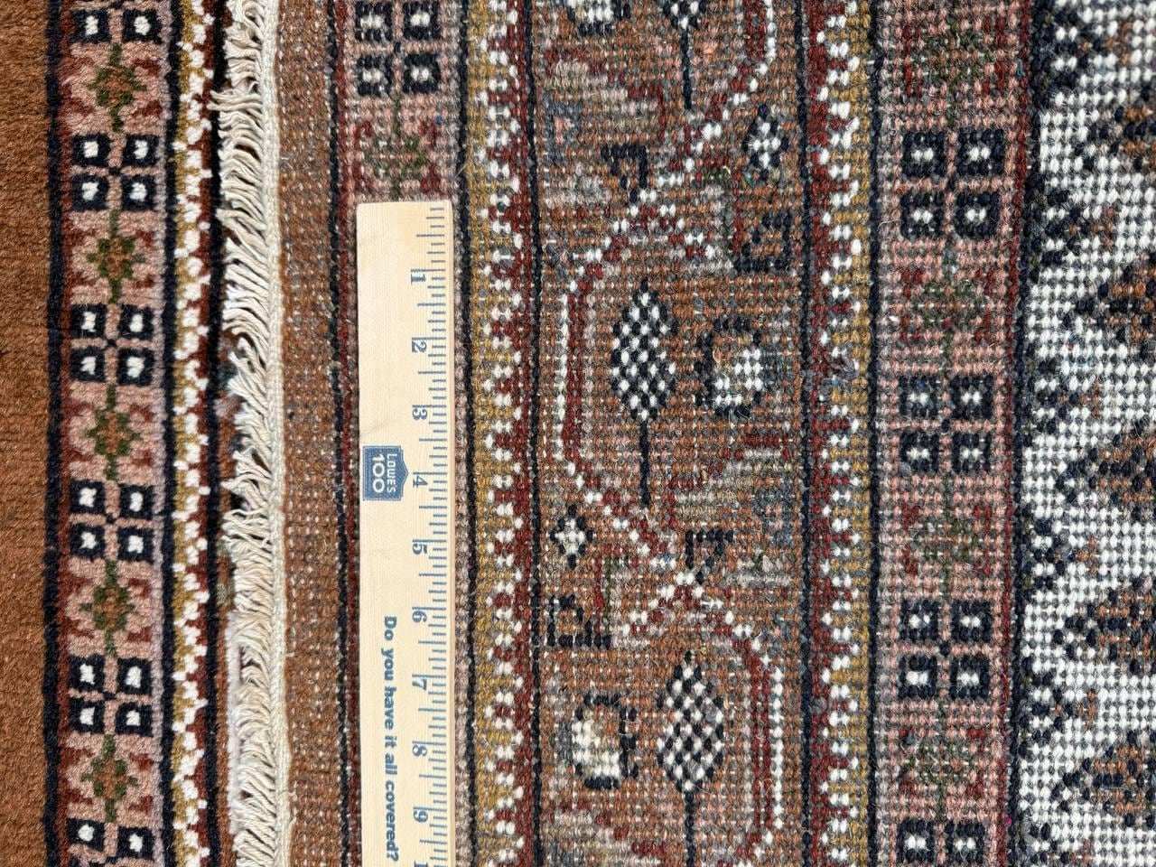 6x4 ft Badam Gul Mir 1990s Vintage Wool Rug: Hand Knotted Oriental Carpet, Geometric Tribal Area Accent