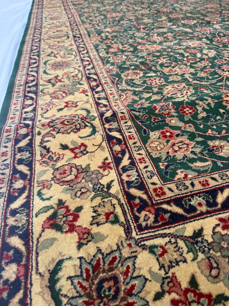 9x6 ft Vintage Tabriz Silk & Wool Rug: 1970s Hand-Knotted Oriental Carpet