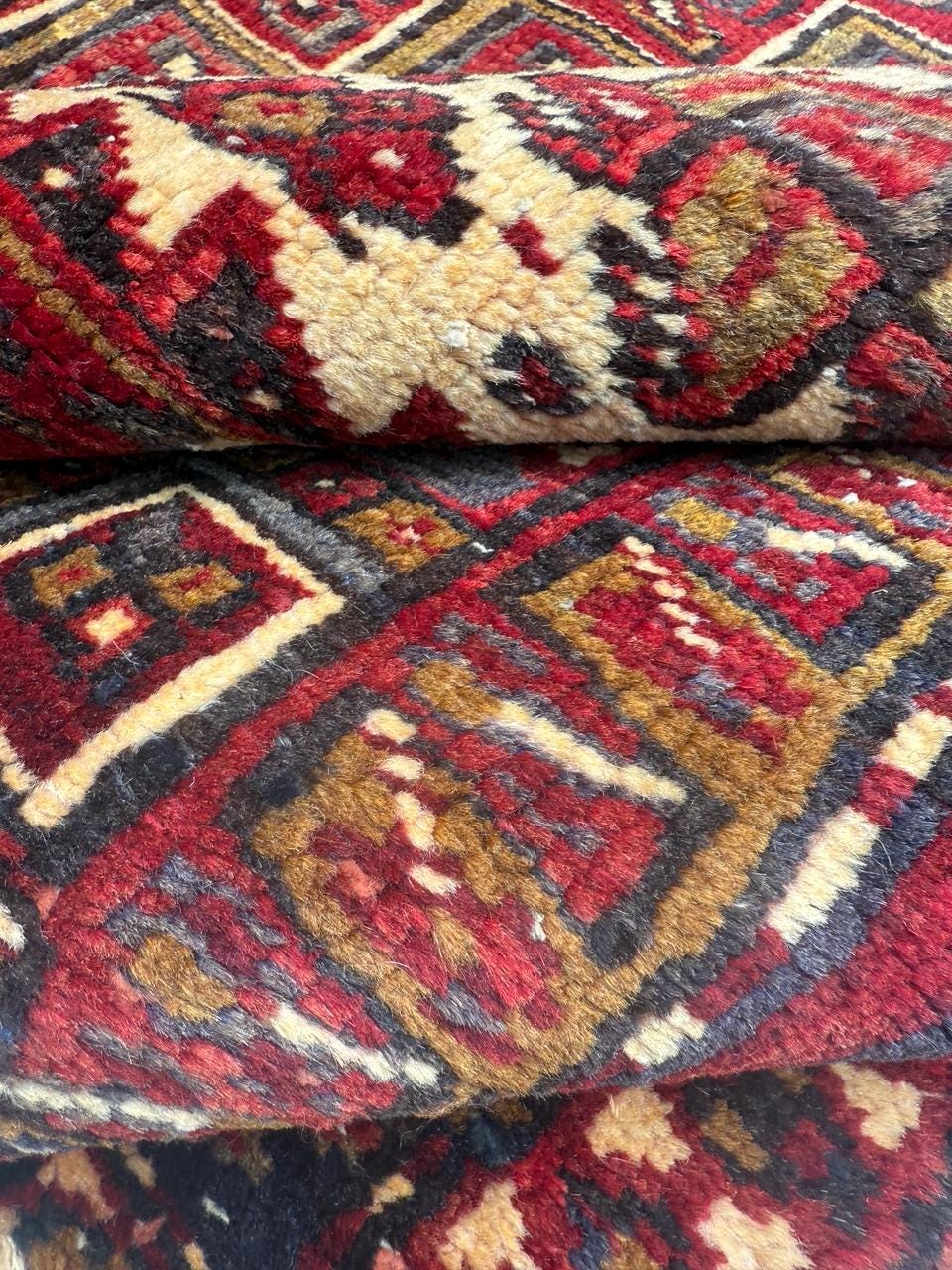 9x12.5 ft Tribal Anatolian Geometric 1930s Vintage Rug: Hand Knotted Wool Carpet, Oriental Large Area Rug